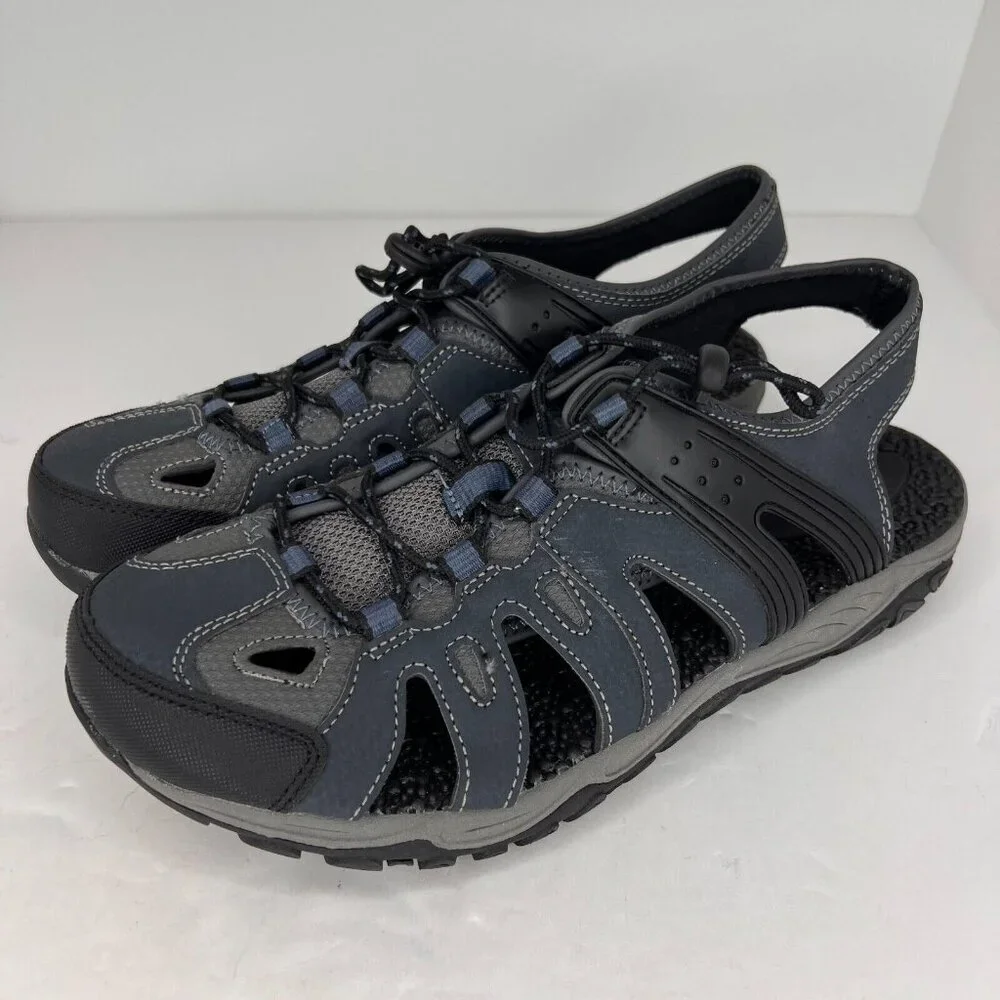 Ozark Trail Mens MN0T28HY177 Blue Bungee Lace Closed Toe Size 10 Hiking Sandals